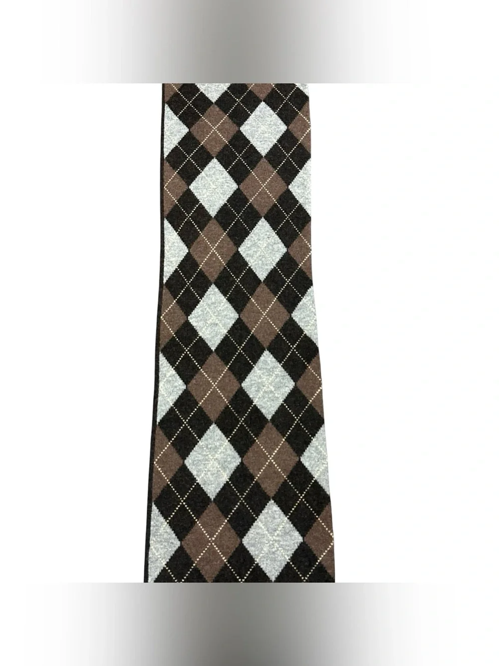 Brooks Brothers 100% Lambswool Reversible Argyle Stripe Scarf Brown Gray Men’s